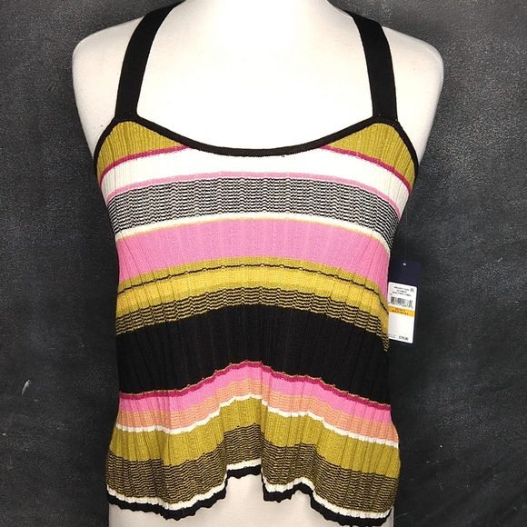 RACHEL ROY Ribbed Knit Stripe Cropped Tank Top - Picture 3 of 7